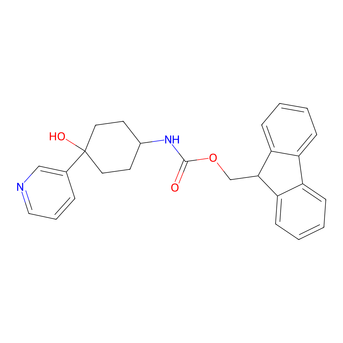 (9H-fluoren-9-yl)methyl N-[4-hydroxy-4-(pyridin-3-yl)cyclohexyl]carbamate molecular structure, CAS 2764018-56-4