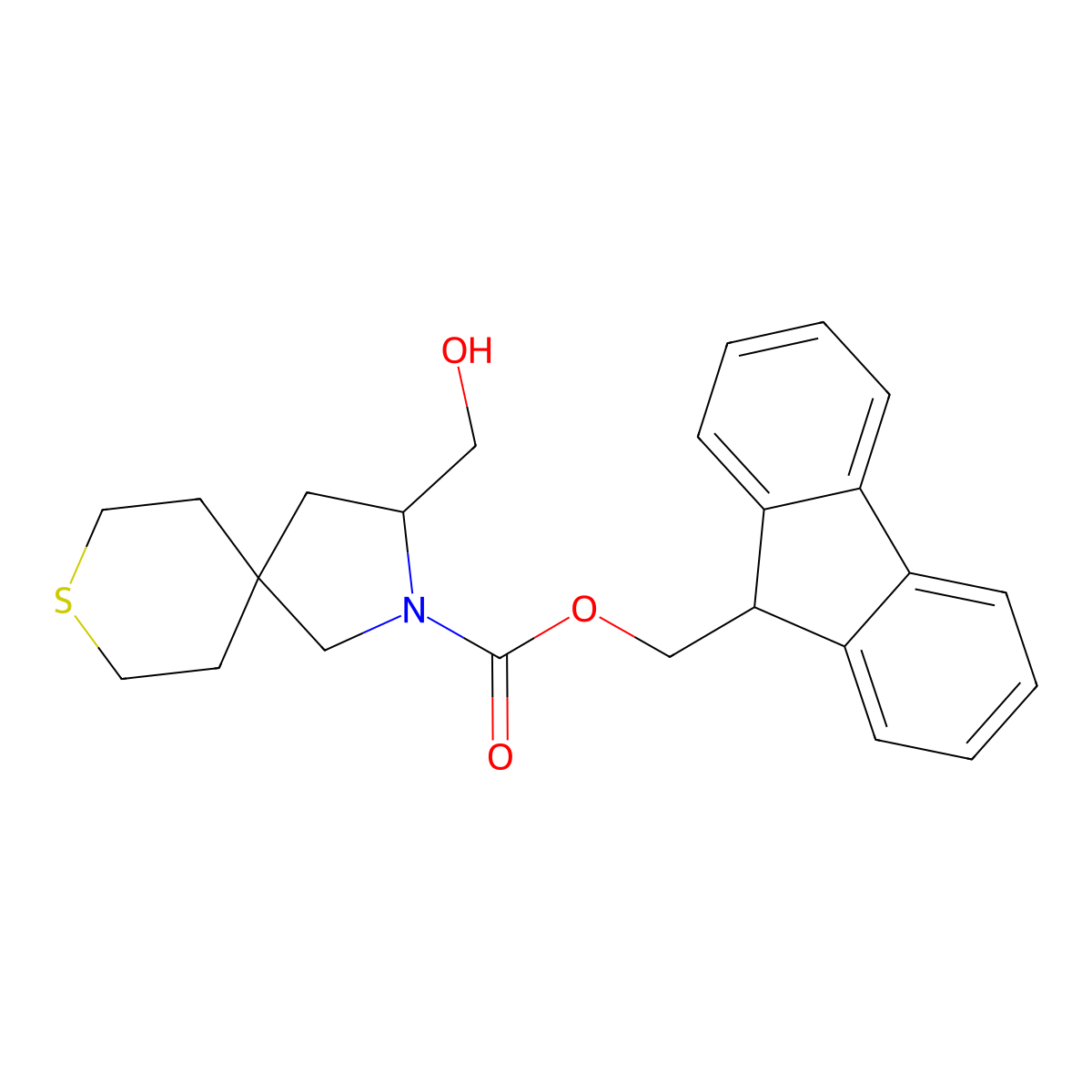 (9H-fluoren-9-yl)methyl 3-(hydroxymethyl)-8-thia-2-azaspiro[4.5]decane-2-carboxylate molecular structure, CAS 2764018-59-7