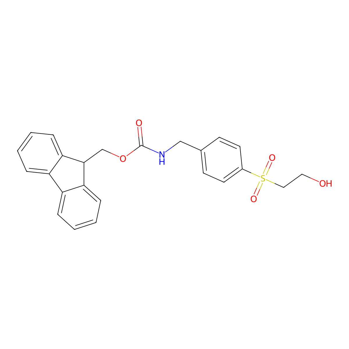 (9H-fluoren-9-yl)methyl N-{[4-(2-hydroxyethanesulfonyl)phenyl]methyl}carbamate molecular structure, CAS 2764018-65-5