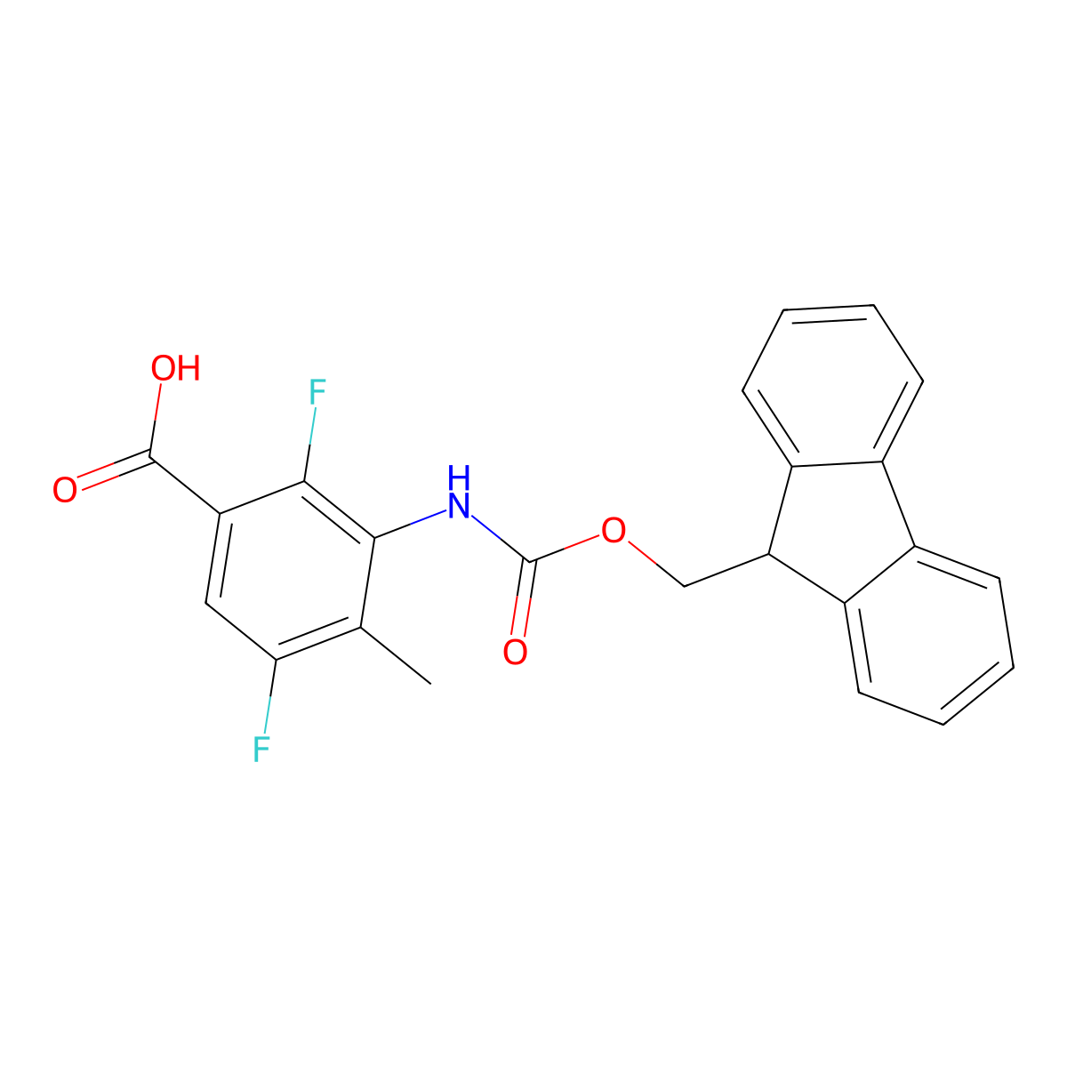3-({[(9H-fluoren-9-yl)methoxy]carbonyl}amino)-2,5-difluoro-4-methylbenzoic acid molecular structure, CAS 2764018-71-3