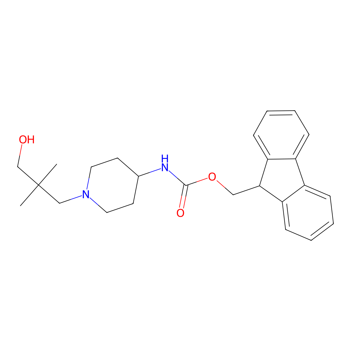(9H-fluoren-9-yl)methyl N-[1-(3-hydroxy-2,2-dimethylpropyl)piperidin-4-yl]carbamate molecular structure, CAS 2764018-72-4