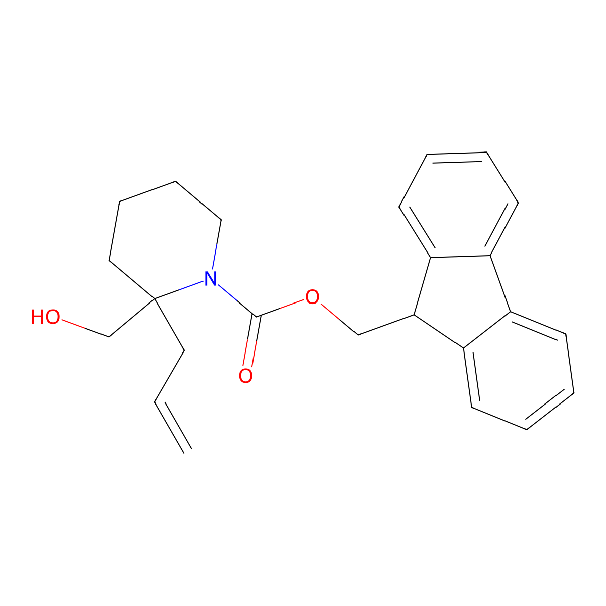 (9H-fluoren-9-yl)methyl 2-(hydroxymethyl)-2-(prop-2-en-1-yl)piperidine-1-carboxylate molecular structure, CAS 2764018-74-6