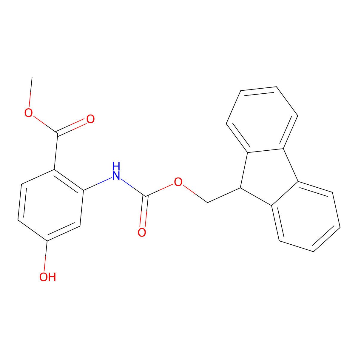 methyl 2-({[(9H-fluoren-9-yl)methoxy]carbonyl}amino)-4-hydroxybenzoate molecular structure, CAS 2764018-78-0