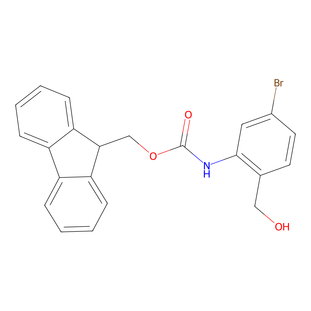 (9H-fluoren-9-yl)methyl N-[5-bromo-2-(hydroxymethyl)phenyl]carbamate molecular structure, CAS 2764018-79-1
