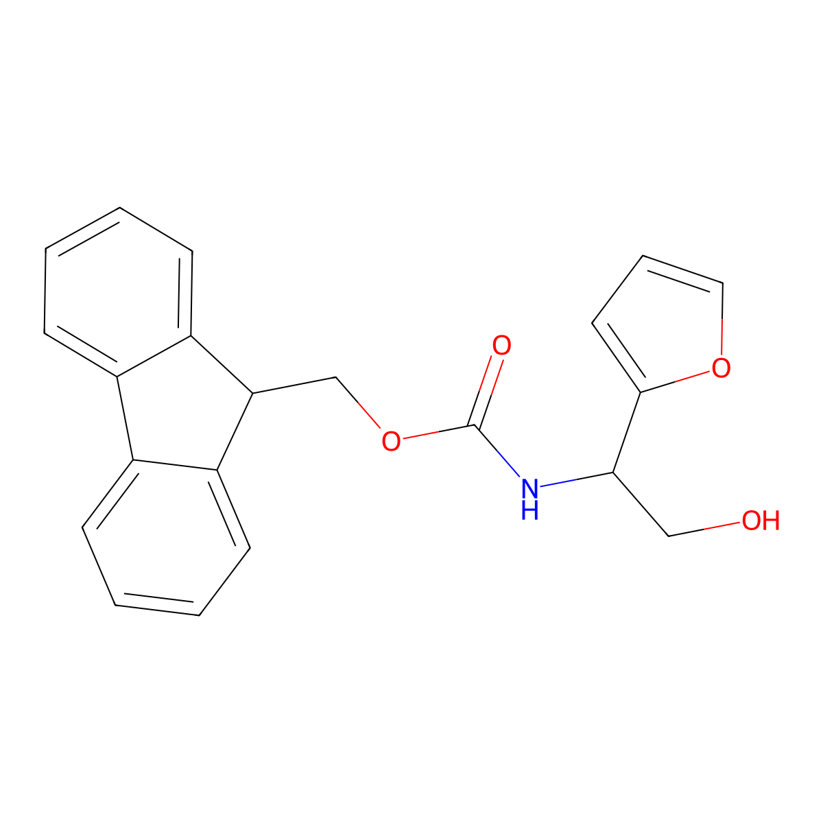 (9H-fluoren-9-yl)methyl N-[1-(furan-2-yl)-2-hydroxyethyl]carbamate molecular structure, CAS 2764018-81-5