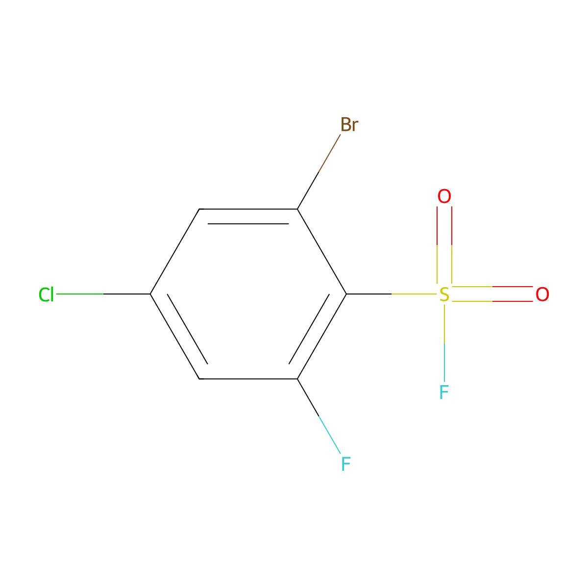 2-Bromo-4-chloro-6-fluorobenzene-1-sulfonyl fluoride molecular structure, CAS 2764018-90-6
