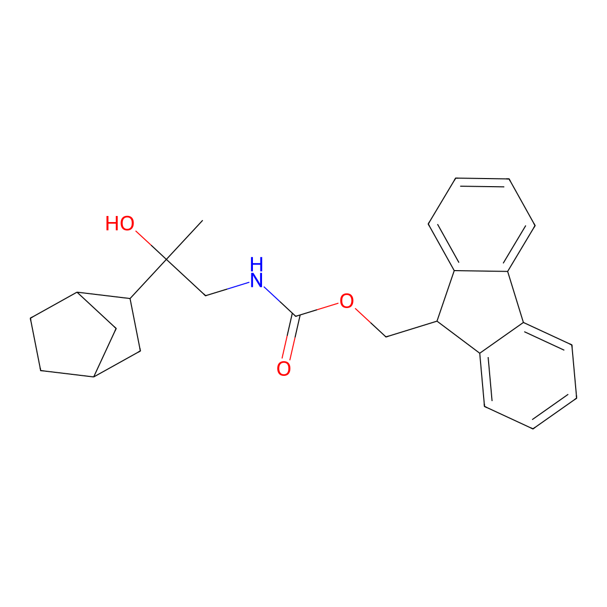 (9H-fluoren-9-yl)methyl N-(2-{bicyclo[2.2.1]heptan-2-yl}-2-hydroxypropyl)carbamate molecular structure, CAS 2764018-91-7