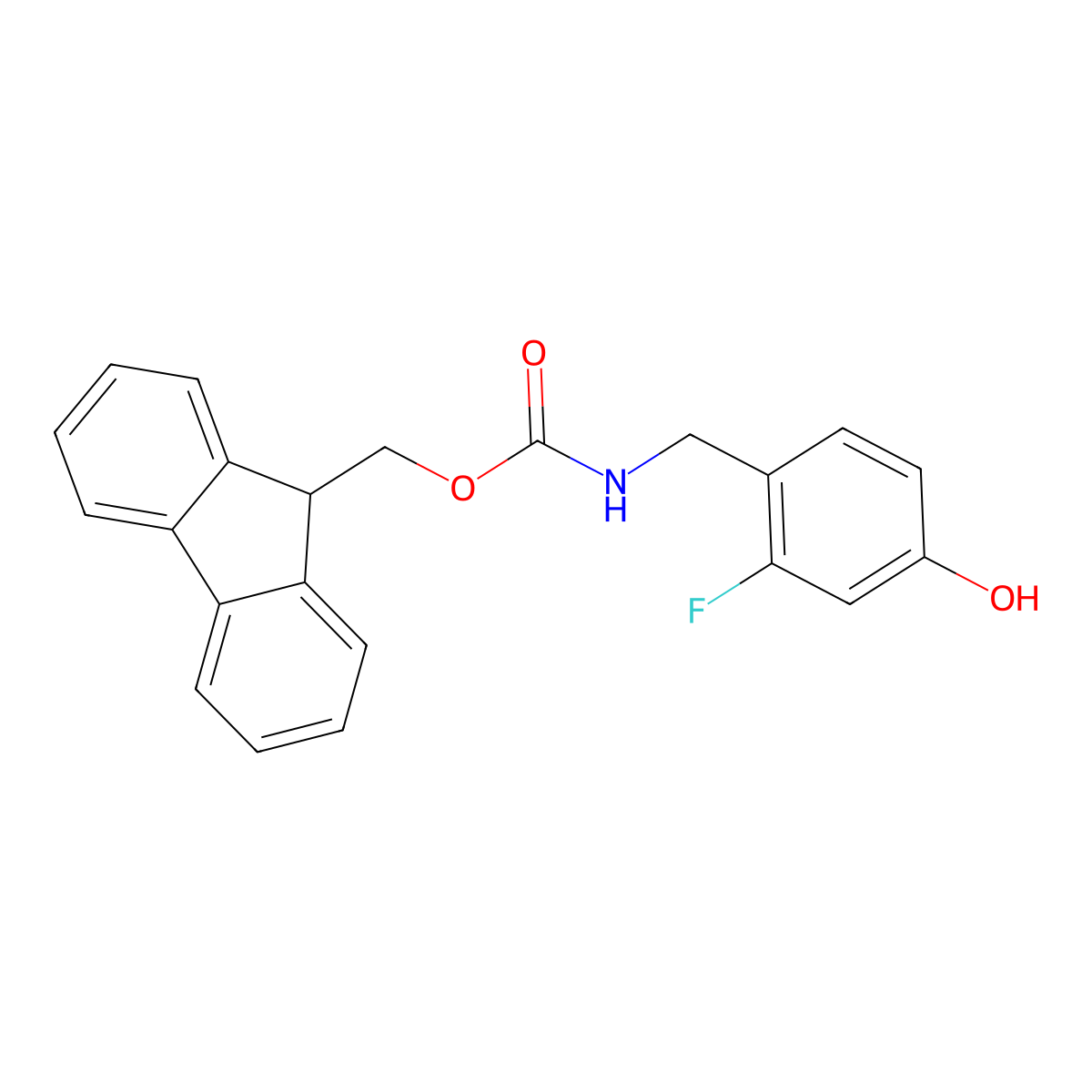 (9H-fluoren-9-yl)methyl N-[(2-fluoro-4-hydroxyphenyl)methyl]carbamate molecular structure, CAS 2764018-94-0