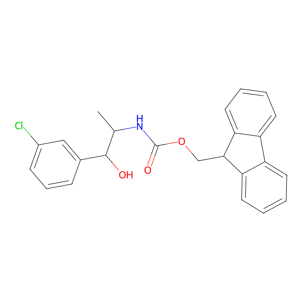 (9H-fluoren-9-yl)methyl N-[1-(3-chlorophenyl)-1-hydroxypropan-2-yl]carbamate molecular structure, CAS 2764018-98-4