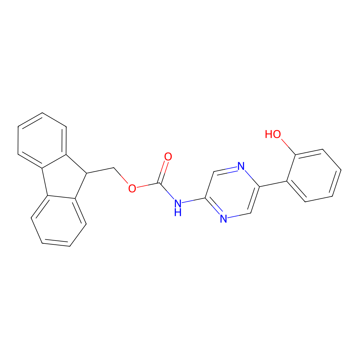 (9H-fluoren-9-yl)methyl N-[5-(2-hydroxyphenyl)pyrazin-2-yl]carbamate molecular structure, CAS 2764019-02-3
