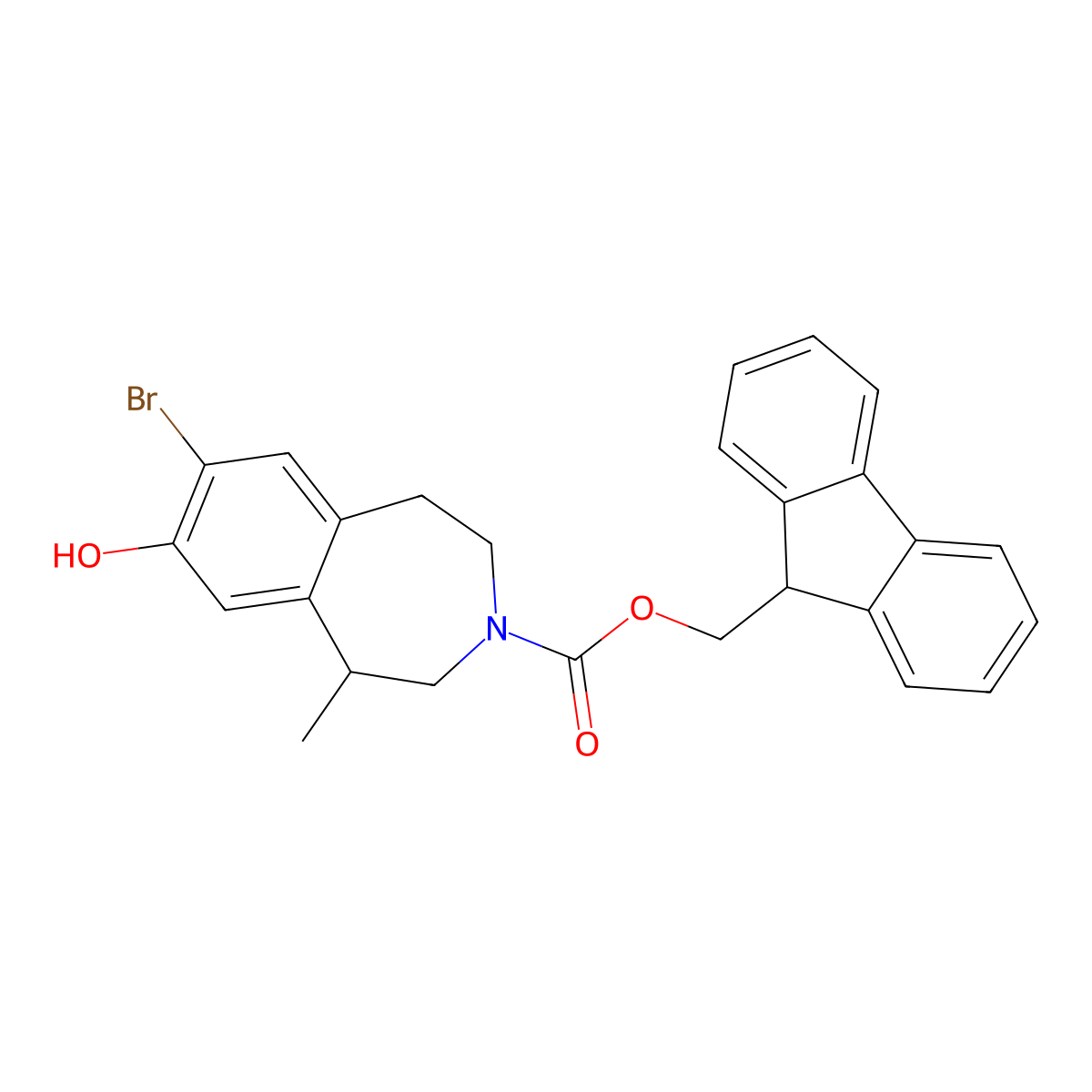 (9H-fluoren-9-yl)methyl 7-bromo-8-hydroxy-1-methyl-2,3,4,5-tetrahydro-1H-3-benzazepine-3-carboxylate molecular structure, CAS 2764019-07-8