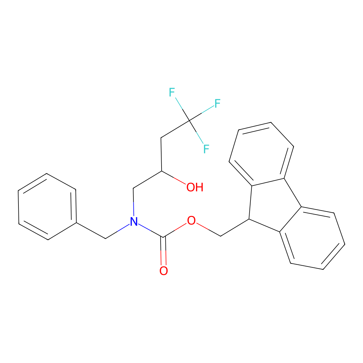 (9H-fluoren-9-yl)methyl N-benzyl-N-(4,4,4-trifluoro-2-hydroxybutyl)carbamate molecular structure, CAS 2764019-08-9
