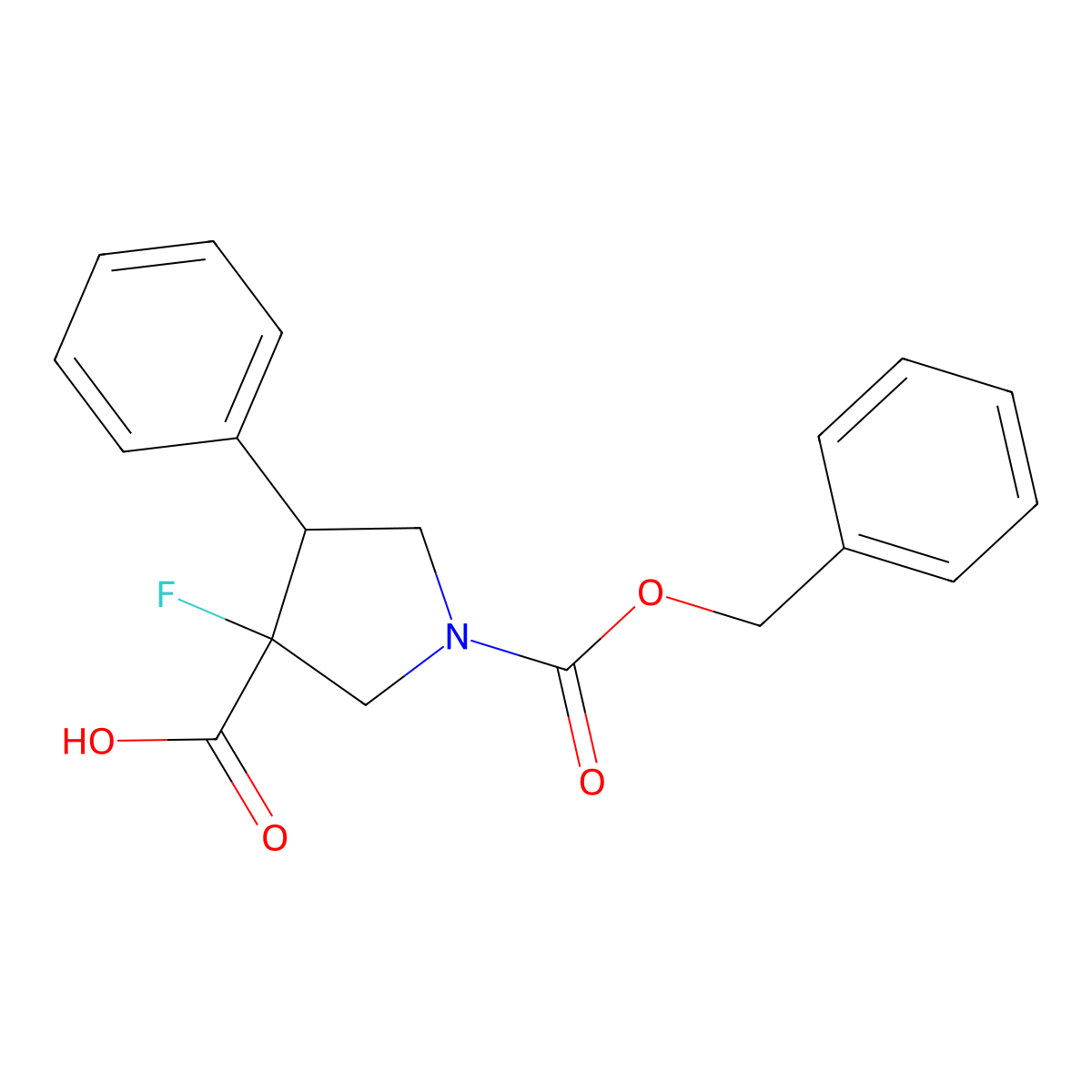 rac-(3R,4S)-1-[(benzyloxy)carbonyl]-3-fluoro-4-phenylpyrrolidine-3-carboxylic acid molecular structure, CAS 2764019-10-3