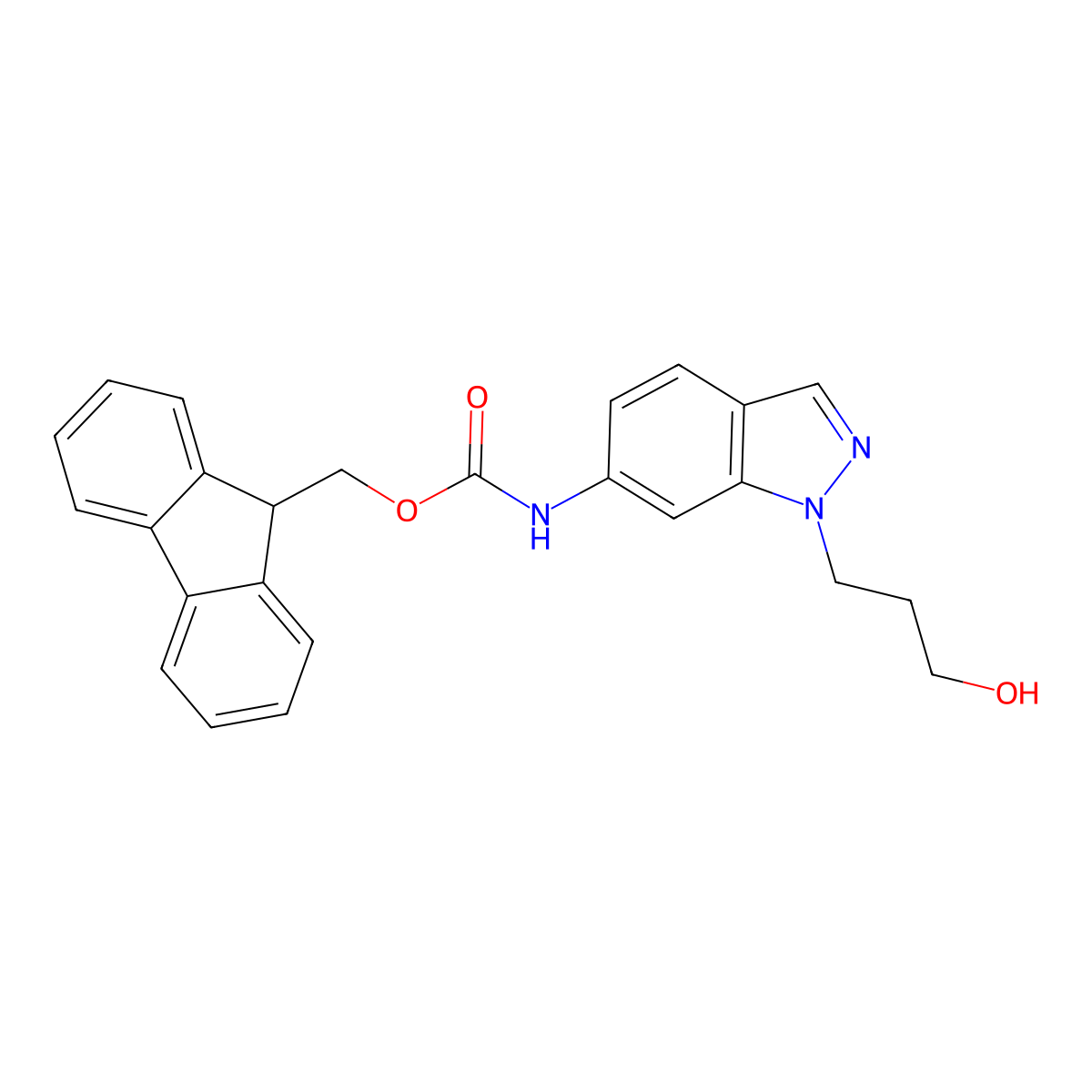 (9H-fluoren-9-yl)methyl N-[1-(3-hydroxypropyl)-1H-indazol-6-yl]carbamate molecular structure, CAS 2764019-11-4