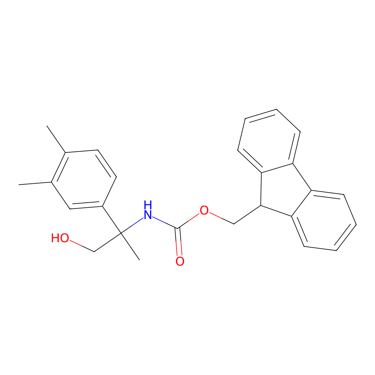 (9H-fluoren-9-yl)methyl N-[2-(3,4-dimethylphenyl)-1-hydroxypropan-2-yl]carbamate molecular structure, CAS 2764019-13-6