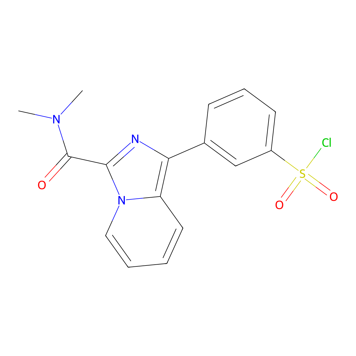 3-[3-(Dimethylcarbamoyl)imidazo[1,5-a]pyridin-1-yl]benzene-1-sulfonyl chloride molecular structure, CAS 2764019-19-2