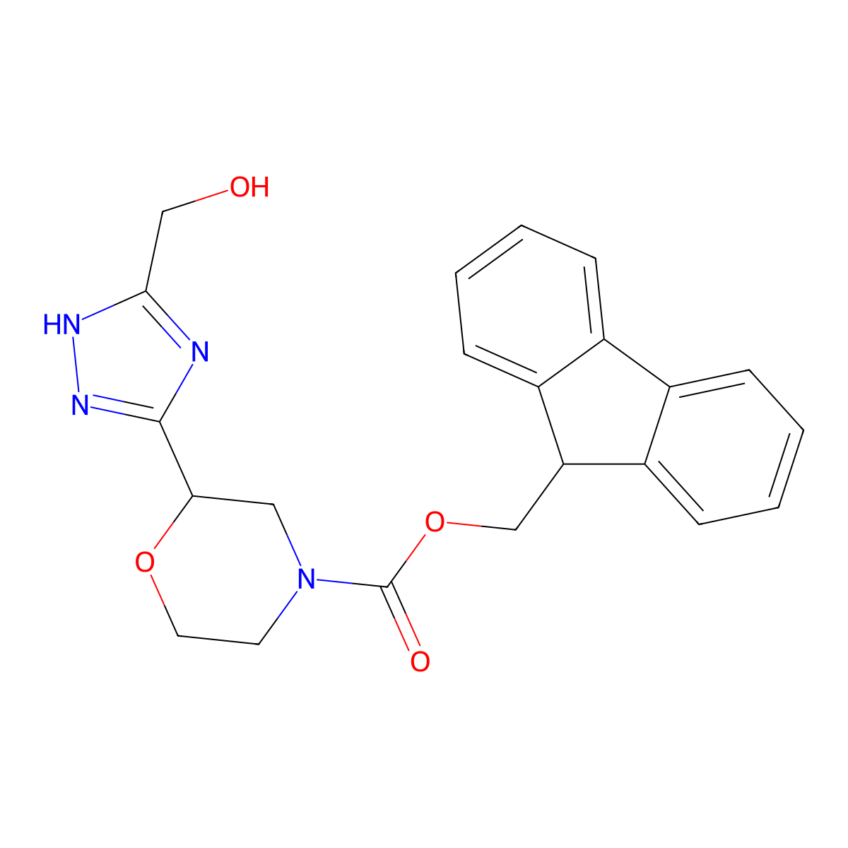 (9H-fluoren-9-yl)methyl 2-[5-(hydroxymethyl)-1H-1,2,4-triazol-3-yl]morpholine-4-carboxylate molecular structure, CAS 2764019-20-5