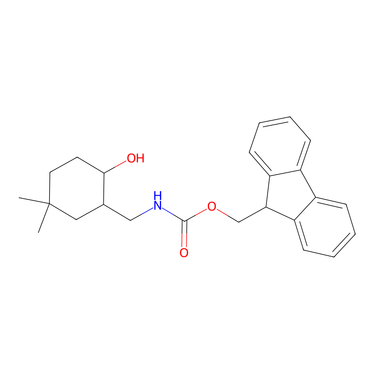 (9H-fluoren-9-yl)methyl N-[(2-hydroxy-5,5-dimethylcyclohexyl)methyl]carbamate molecular structure, CAS 2764019-22-7