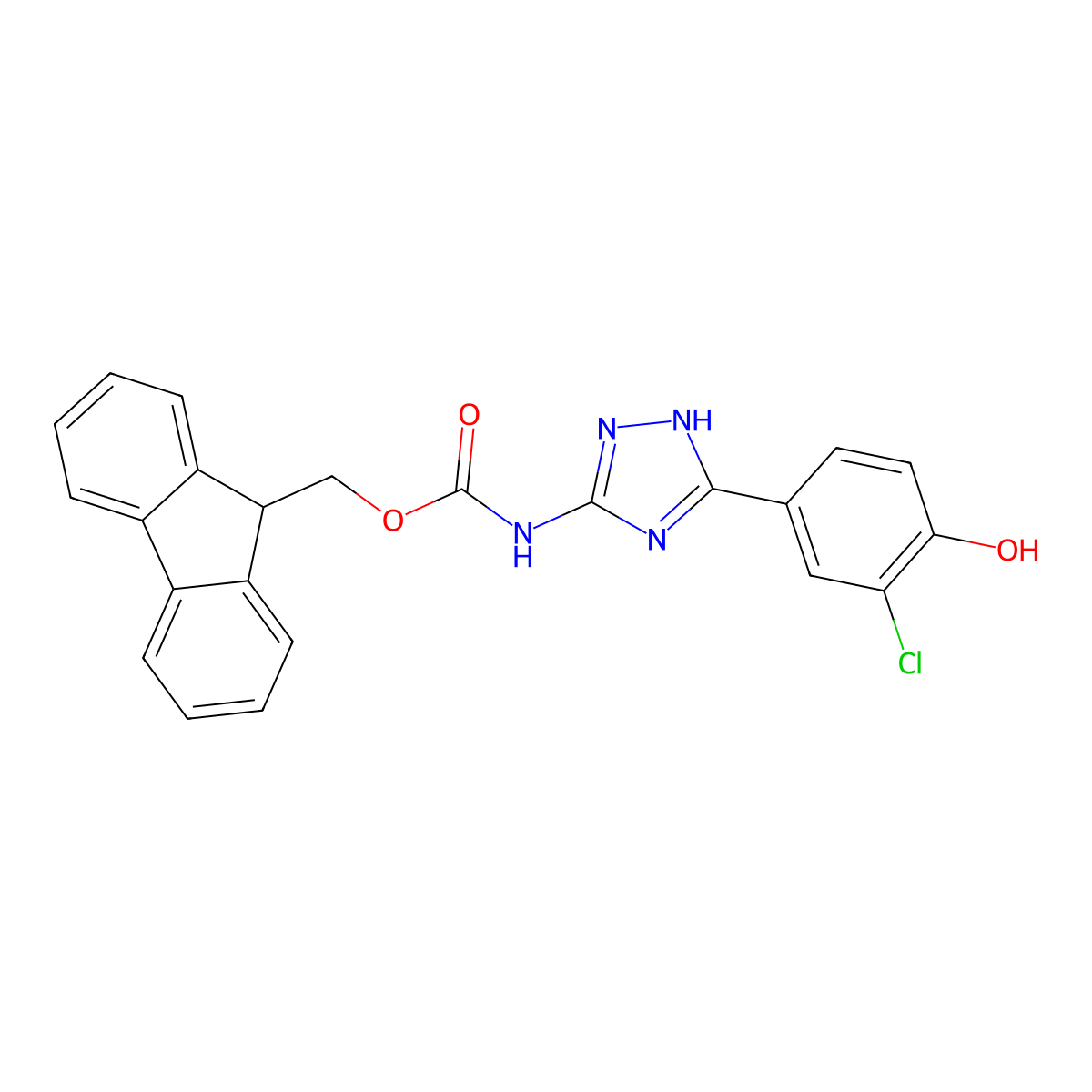 (9H-fluoren-9-yl)methyl N-[5-(3-chloro-4-hydroxyphenyl)-4H-1,2,4-triazol-3-yl]carbamate molecular structure, CAS 2764019-26-1
