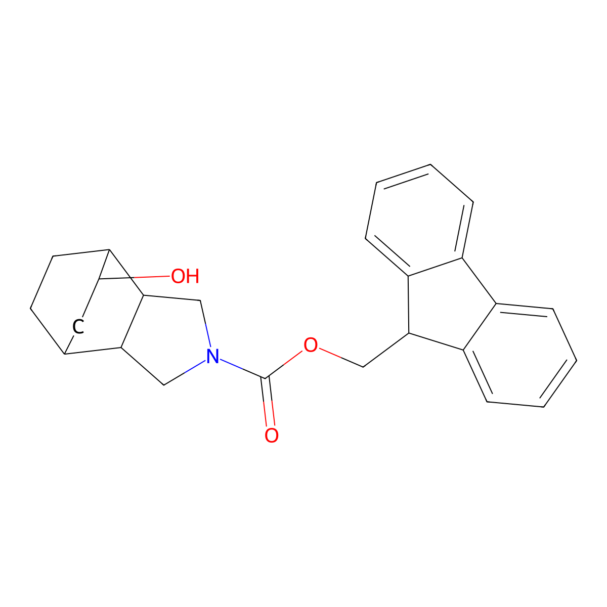 rac-(9H-fluoren-9-yl)methyl (1R,2S,6S,7R,8R)-8-hydroxy-4-azatricyclo[5.2.2.0,2,6]undecane-4-carboxylate molecular structure, CAS 2764019-31-8