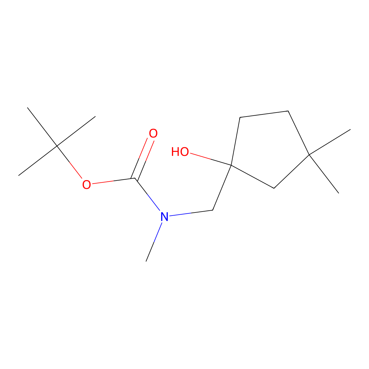 tert-butyl N-[(1-hydroxy-3,3-dimethylcyclopentyl)methyl]-N-methylcarbamate molecular structure, CAS 2764019-35-2