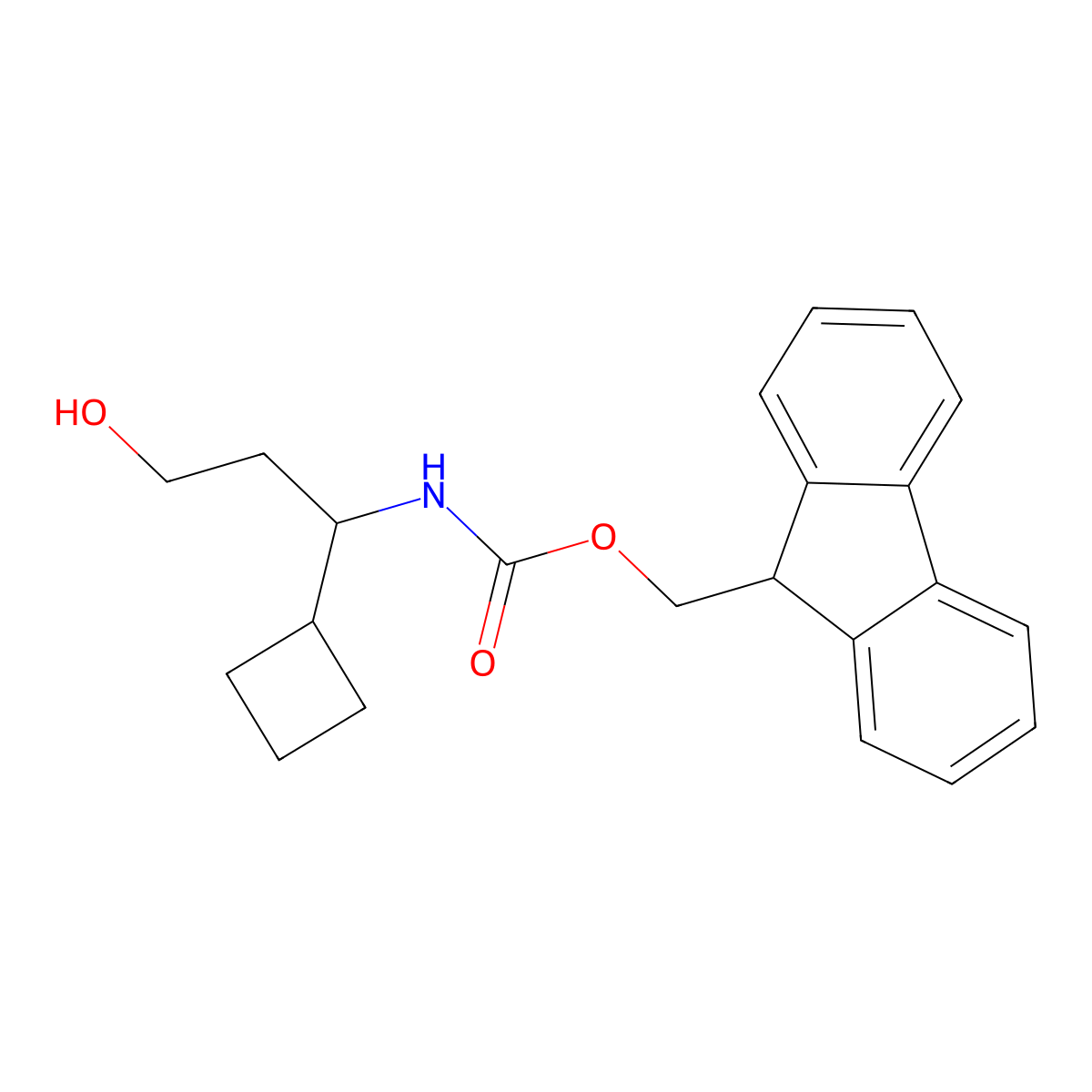 (9H-fluoren-9-yl)methyl N-(1-cyclobutyl-3-hydroxypropyl)carbamate molecular structure, CAS 2764019-37-4