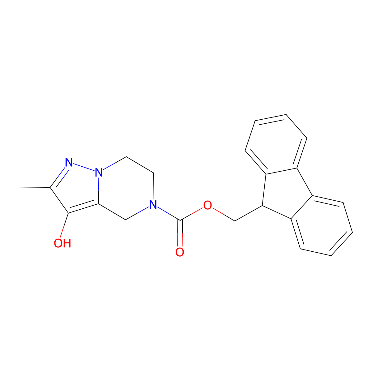 (9H-fluoren-9-yl)methyl 3-hydroxy-2-methyl-4H,5H,6H,7H-pyrazolo[1,5-a]pyrazine-5-carboxylate molecular structure, CAS 2764019-39-6