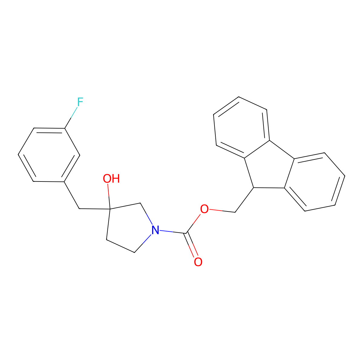 (9H-fluoren-9-yl)methyl 3-[(3-fluorophenyl)methyl]-3-hydroxypyrrolidine-1-carboxylate molecular structure, CAS 2764019-40-9