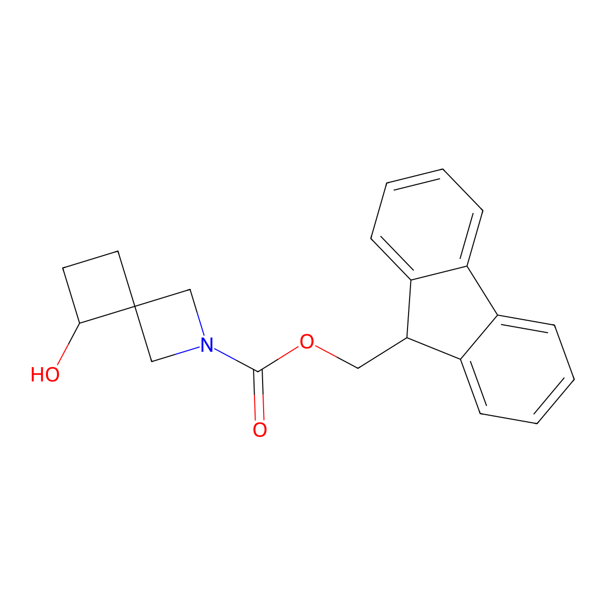 (9H-fluoren-9-yl)methyl 5-hydroxy-2-azaspiro[3.3]heptane-2-carboxylate molecular structure, CAS 2764019-41-0