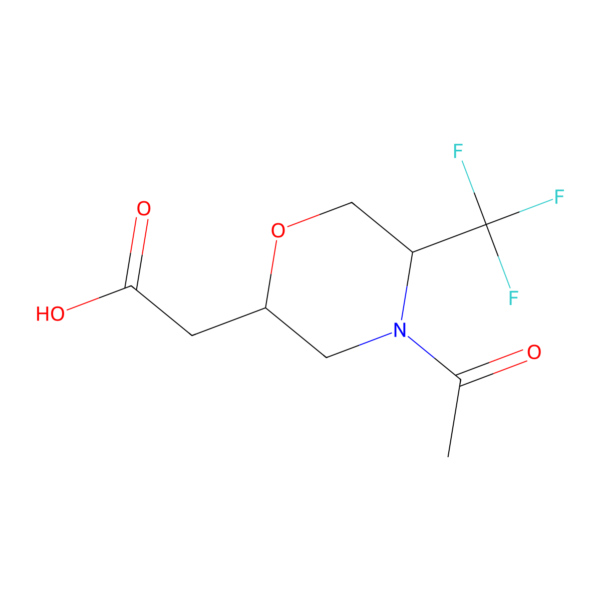 2-[4-Acetyl-5-(trifluoromethyl)morpholin-2-yl]acetic acid molecular structure, CAS 2764019-45-4