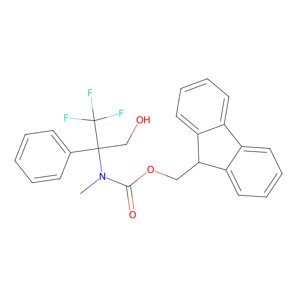 (9H-fluoren-9-yl)methyl N-methyl-N-(1,1,1-trifluoro-3-hydroxy-2-phenylpropan-2-yl)carbamate molecular structure, CAS 2764019-47-6