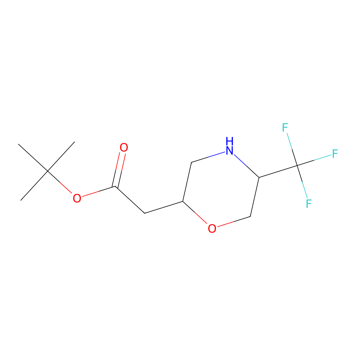 Tert-butyl 2-[5-(trifluoromethyl)morpholin-2-yl]acetate molecular structure, CAS 2764019-48-7