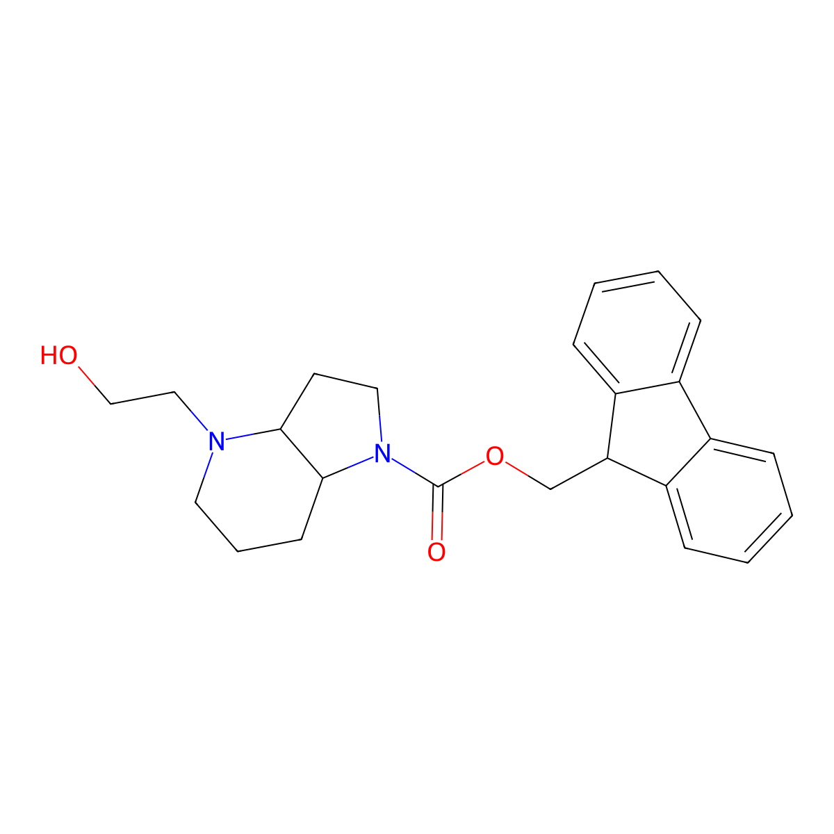 rac-(9H-fluoren-9-yl)methyl (3aR,7aR)-4-(2-hydroxyethyl)-octahydro-1H-pyrrolo[3,2-b]pyridine-1-carboxylate molecular structure, CAS 2764019-50-1