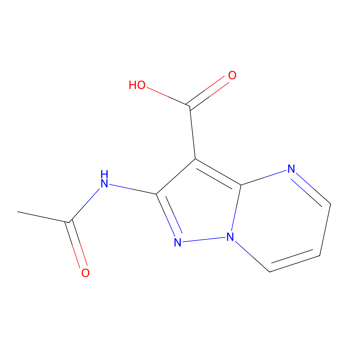 2-Acetamidopyrazolo[1,5-a]pyrimidine-3-carboxylic acid molecular structure, CAS 2764019-52-3