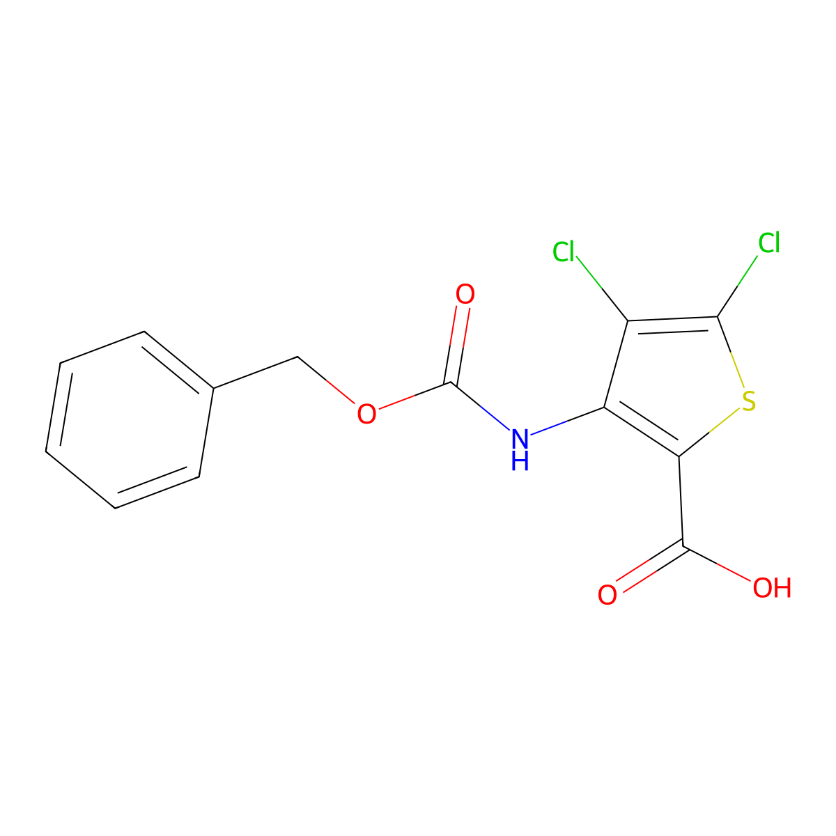3-{[(Benzyloxy)carbonyl]amino}-4,5-dichlorothiophene-2-carboxylic acid molecular structure, CAS 2764019-55-6