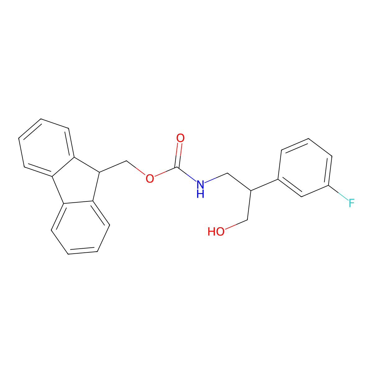 (9H-fluoren-9-yl)methyl N-[2-(3-fluorophenyl)-3-hydroxypropyl]carbamate molecular structure, CAS 2764019-56-7