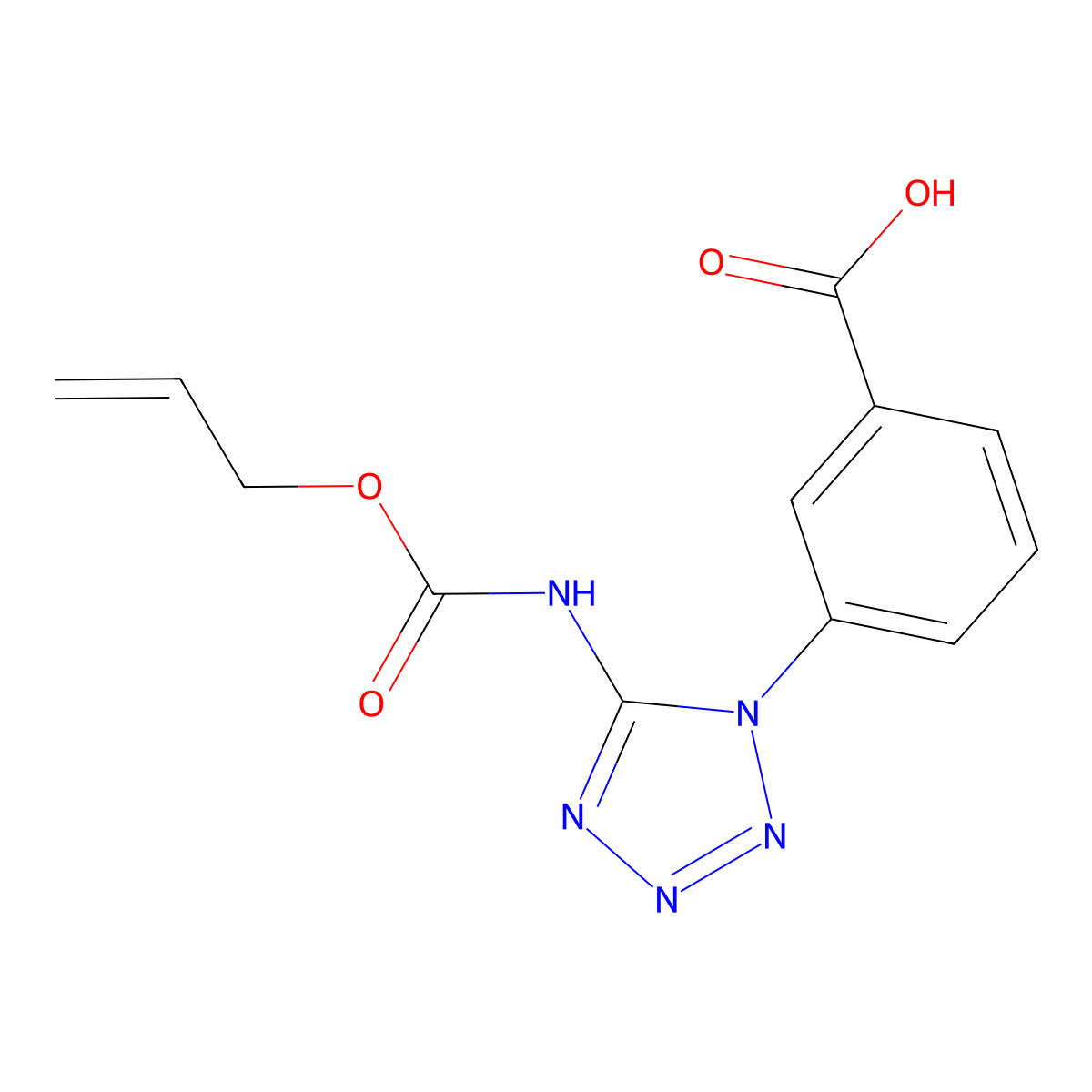 3-(5-{[(prop-2-en-1-yloxy)carbonyl]amino}-1H-1,2,3,4-tetrazol-1-yl)benzoic acid molecular structure, CAS 2764019-57-8