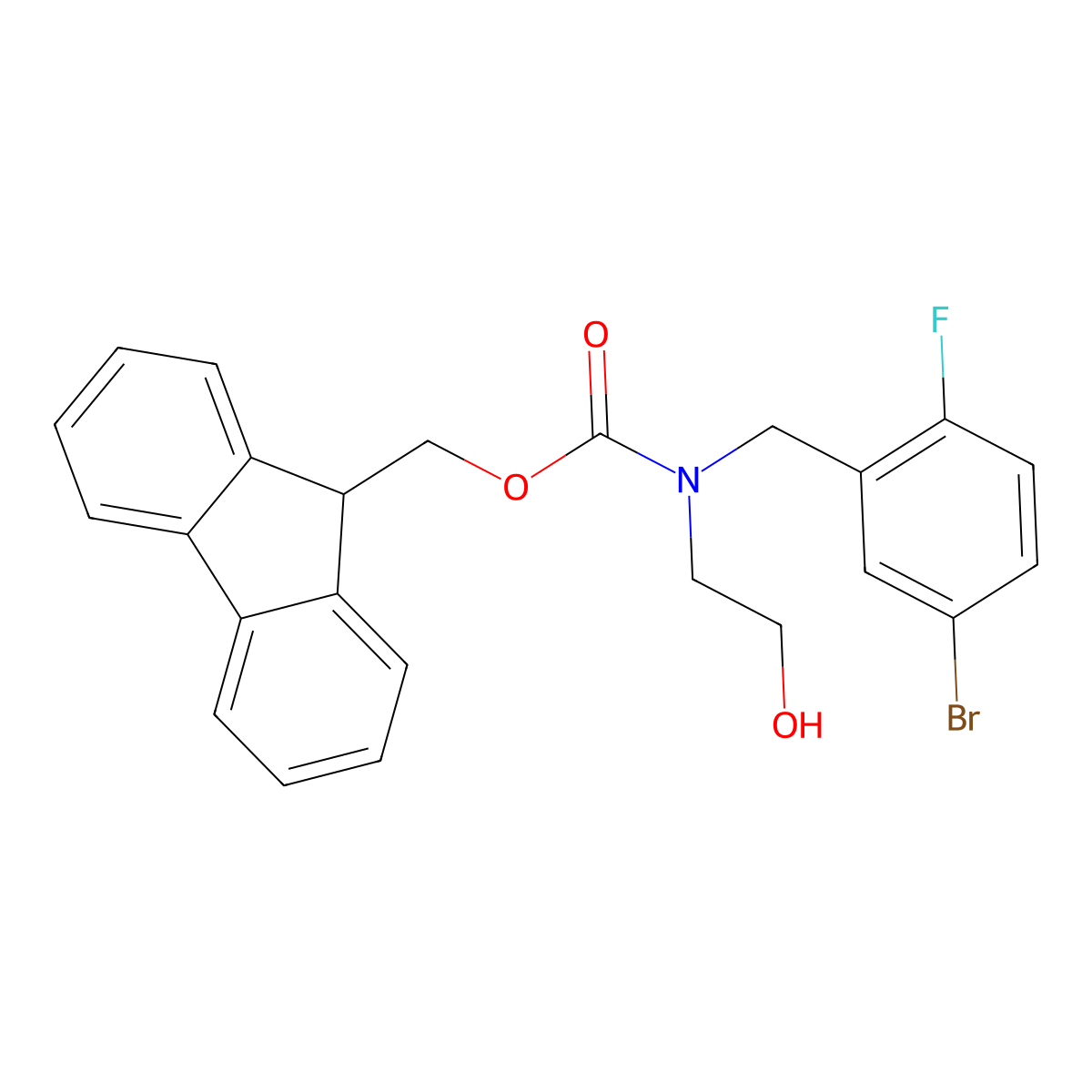 (9H-fluoren-9-yl)methyl N-[(5-bromo-2-fluorophenyl)methyl]-N-(2-hydroxyethyl)carbamate molecular structure, CAS 2764019-62-5