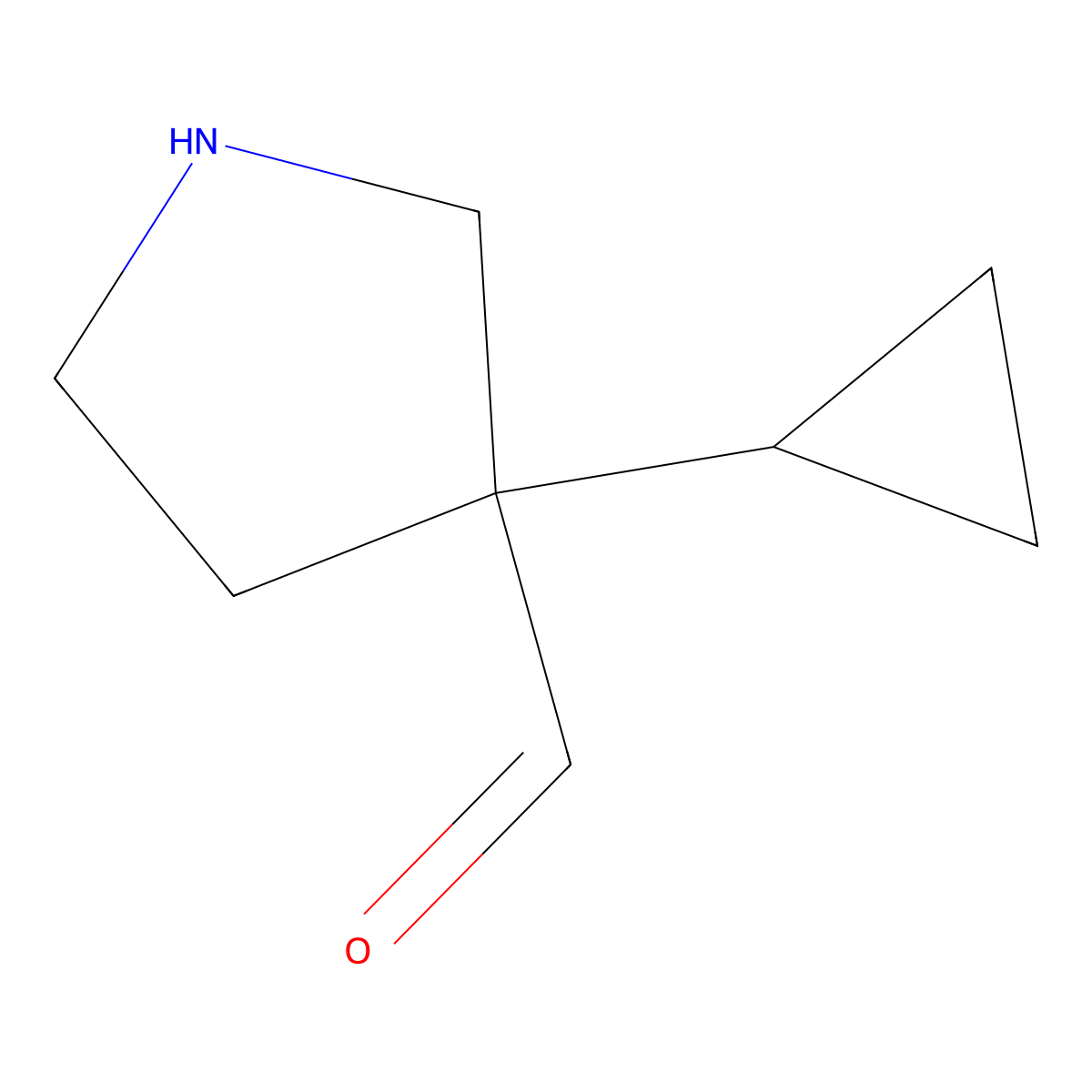 3-Cyclopropylpyrrolidine-3-carbaldehyde molecular structure, CAS 2764019-68-1