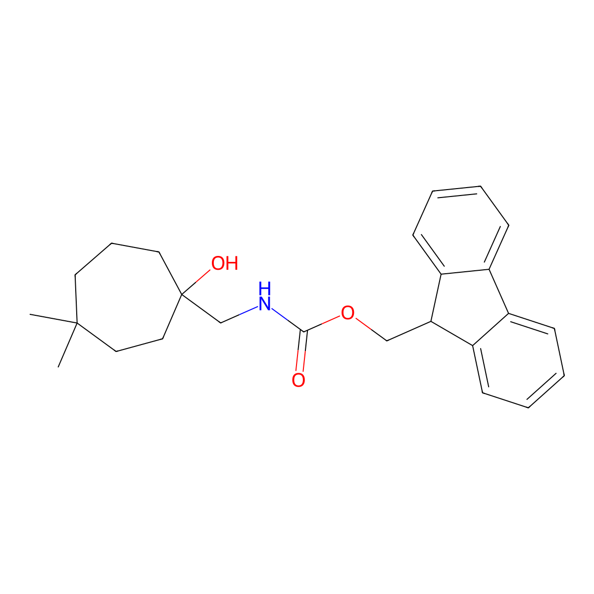 (9H-fluoren-9-yl)methyl N-[(1-hydroxy-4,4-dimethylcycloheptyl)methyl]carbamate molecular structure, CAS 2764019-72-7