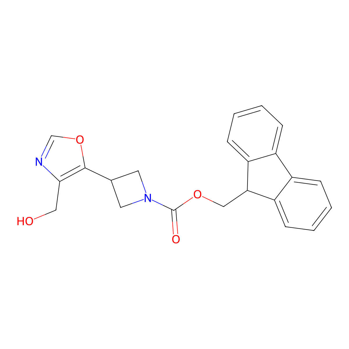 (9H-fluoren-9-yl)methyl 3-[4-(hydroxymethyl)-1,3-oxazol-5-yl]azetidine-1-carboxylate molecular structure, CAS 2764019-73-8