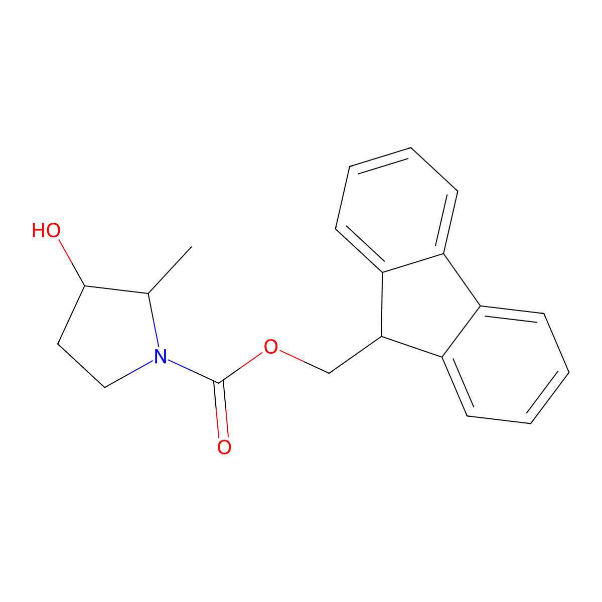 rac-(9H-fluoren-9-yl)methyl (2R,3S)-3-hydroxy-2-methylpyrrolidine-1-carboxylate molecular structure, CAS 2764019-77-2