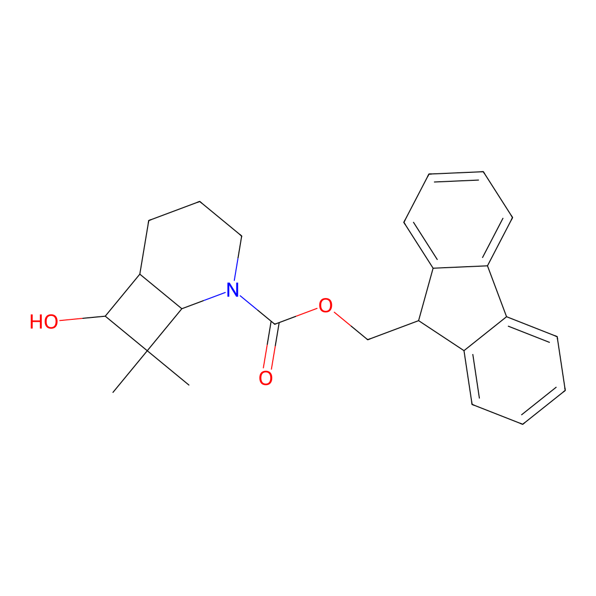 rac-(9H-fluoren-9-yl)methyl (1R,6S,7S)-7-hydroxy-8,8-dimethyl-2-azabicyclo[4.2.0]octane-2-carboxylate molecular structure, CAS 2764019-79-4
