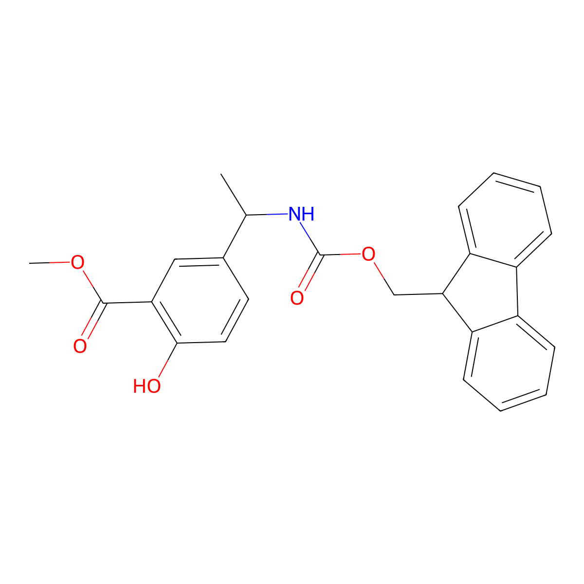 methyl 5-[1-({[(9H-fluoren-9-yl)methoxy]carbonyl}amino)ethyl]-2-hydroxybenzoate molecular structure, CAS 2764019-80-7