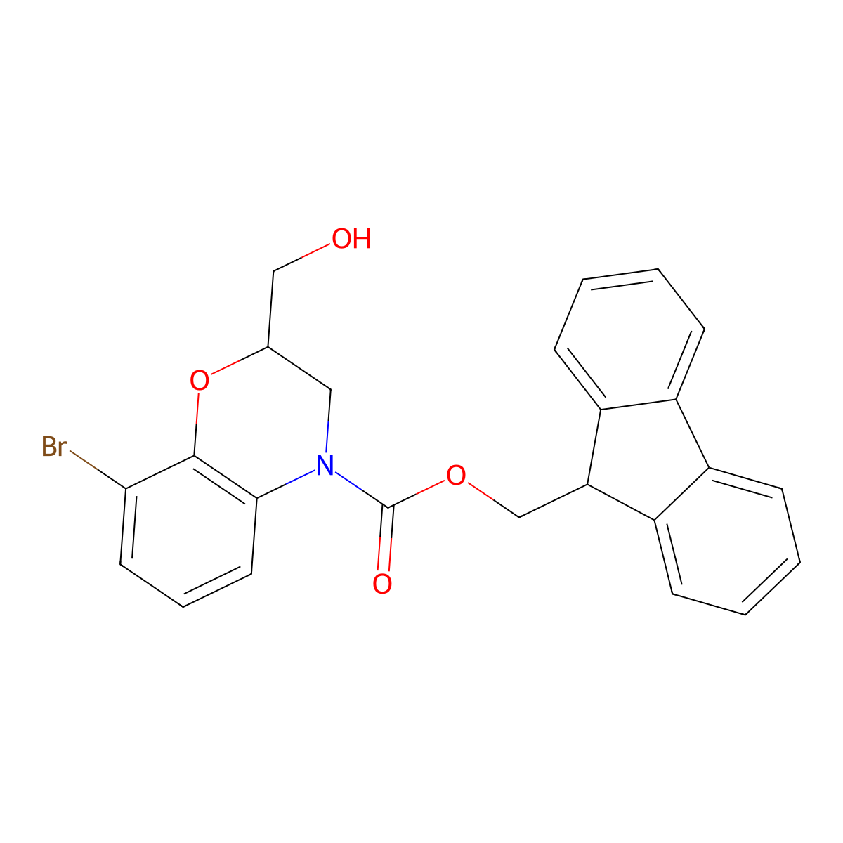 (9H-fluoren-9-yl)methyl 8-bromo-2-(hydroxymethyl)-3,4-dihydro-2H-1,4-benzoxazine-4-carboxylate molecular structure, CAS 2764019-83-0