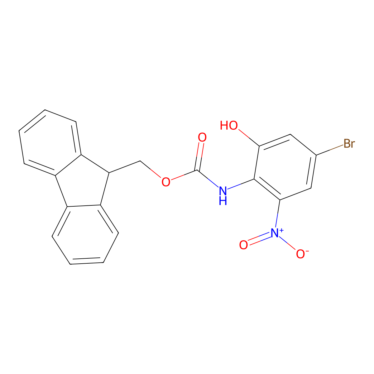 (9H-fluoren-9-yl)methyl N-(4-bromo-2-hydroxy-6-nitrophenyl)carbamate molecular structure, CAS 2764019-87-4
