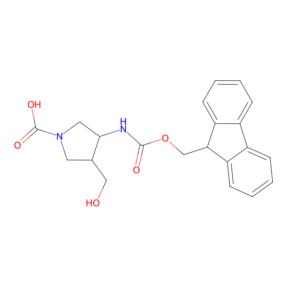 rac-(3R,4R)-3-({[(9H-fluoren-9-yl)methoxy]carbonyl}amino)-4-(hydroxymethyl)pyrrolidine-1-carboxylic acid molecular structure, CAS 2764019-88-5