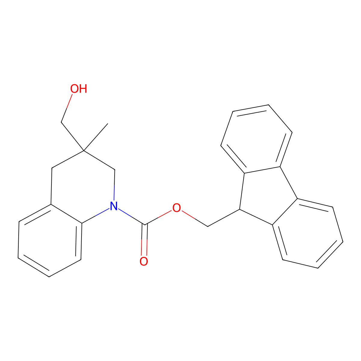 (9H-fluoren-9-yl)methyl 3-(hydroxymethyl)-3-methyl-1,2,3,4-tetrahydroquinoline-1-carboxylate molecular structure, CAS 2764019-89-6