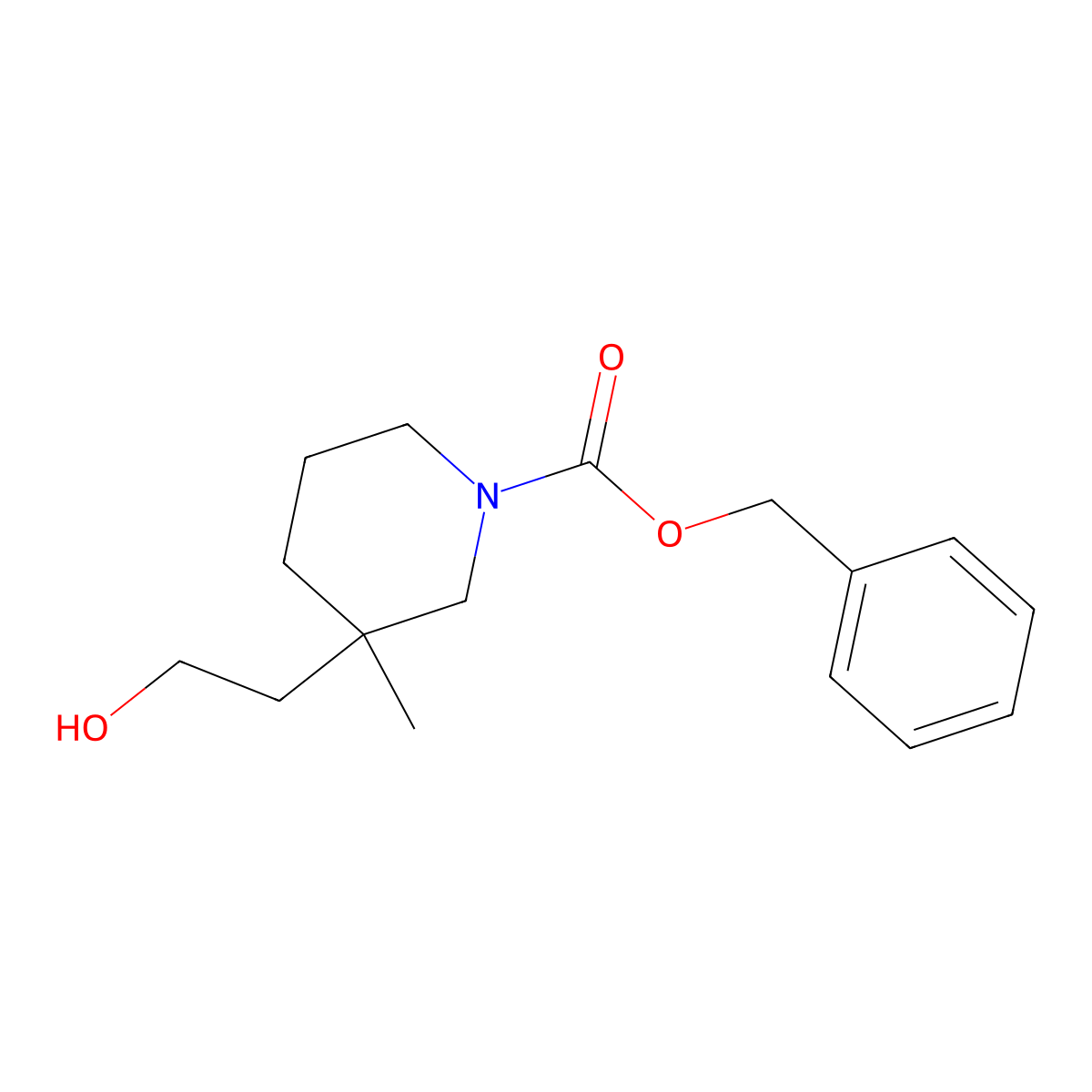 Benzyl 3-(2-hydroxyethyl)-3-methylpiperidine-1-carboxylate molecular structure, CAS 2764019-94-3