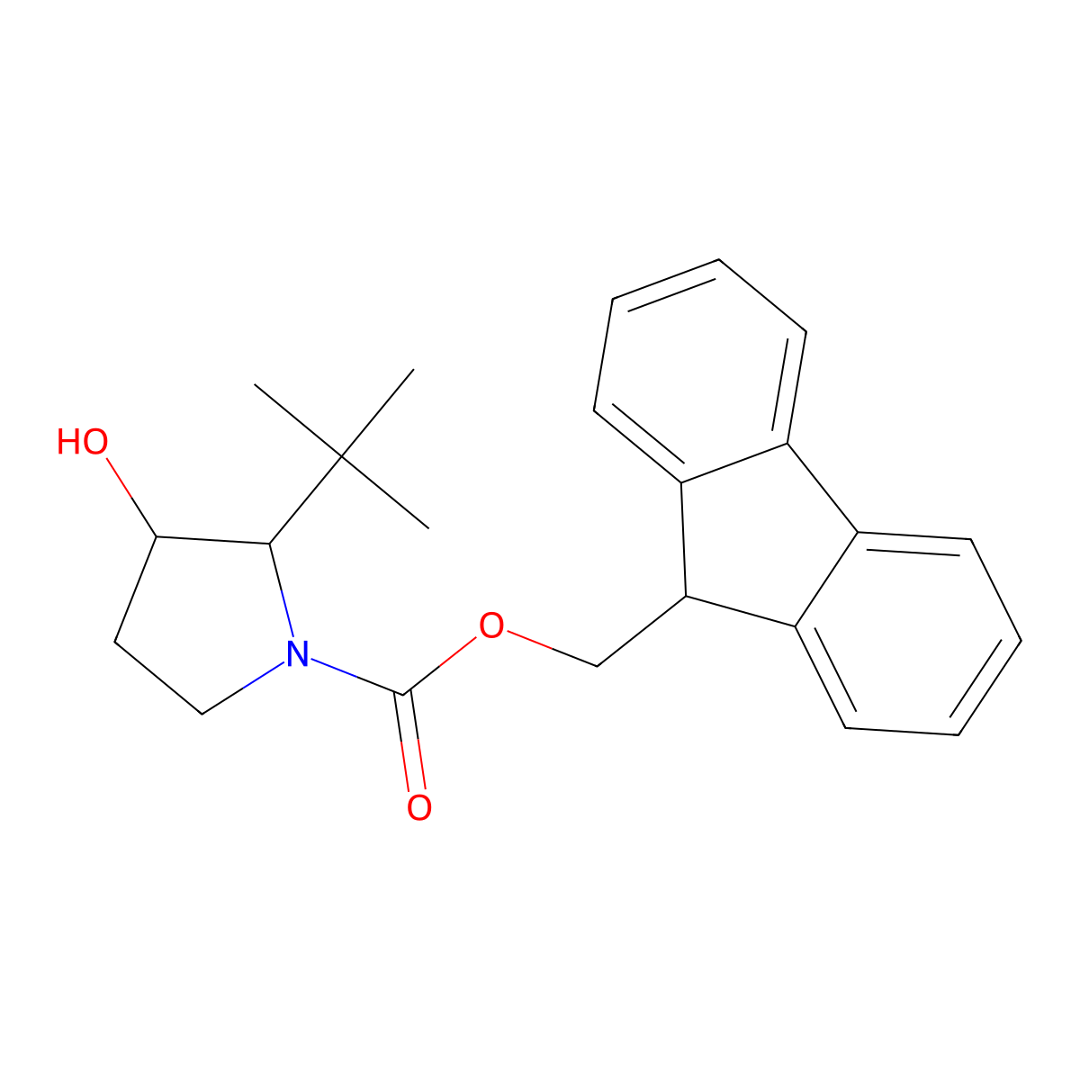 rac-(9H-fluoren-9-yl)methyl (2R,3R)-2-tert-butyl-3-hydroxypyrrolidine-1-carboxylate molecular structure, CAS 2764019-98-7